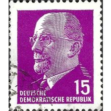 DDR, Walter Ernst Paul Ulbricht, 2nd president, crimson-violet 1961, 15pf, #3