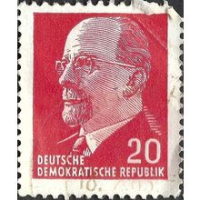 DDR, Walter Ernst Paul Ulbricht, 2nd president, red 1961, 20pf, #3