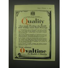 1949 Ovaltine Drink Ad - Quality has made Ovaltine the World's most widely used