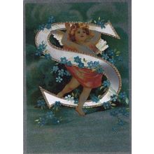 Name Begin With The Letter S Cupid Angel Metallic Love Stunning Glitter Postcard