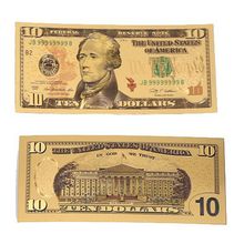 Ten Dollar Commemorative Collectible Premium Replica Paper Money Bill 24k Gol...