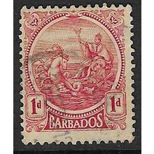 BARBADOS 1921-4 WMK SCRIPT CA 1d USED SG220 #2
