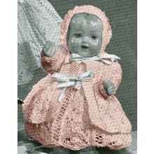Vintage Doll Knitting Pattern Lister Lavenda #1072 - 5 Piece Lacy Set 10” Doll