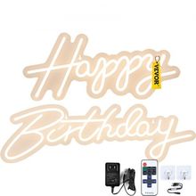 Happy Birthday Neon Sign, 16.5" x 8" + 23" x 8" LED Neon Lights Signs, Adjus...