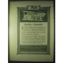 1922 Miehle Printing Press Ad - Quality Quantity