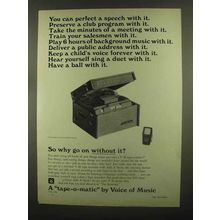 1965 V-M Tape-O-Matic Ad - Perfect a Speech With It