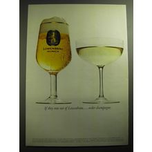 1970 Lowenbrau Beer Ad - If they run out of Lowenbrau Order champagne