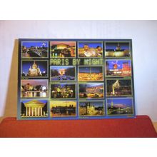 multiview, AT NIGHT, PARIS, FRANCE used postcard 2004 pm =