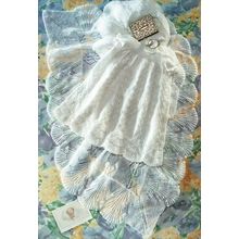 Vintage Christening Robe Shawl Baby Knitting Pattern 3ply Delicate Lace Scallops