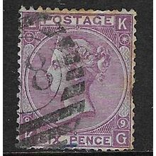 GB 1867-80 QV 6d PLATE 9 " GK " USED SG109