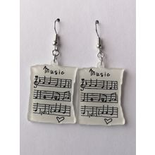 Acrylic Music Sheet Earrings Silver Plated Hooks