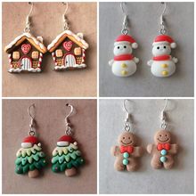 Christmas Earrings Silver Plated Tree/Snowman/Gingerbread Man/Gingerbread House