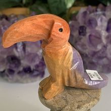 Rainbow Onyx Carved Toucan Figurine Colorful Bird Crystal Carving Figure Pet 3"