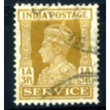 GB INDIA 1941 - GVI 'SERVICE' - 1A 3Ps yellow-brown - SG O146a - Used