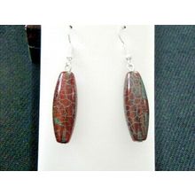 Stunning natural highlighted Dragon Vein oblong dangle earrings