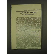 1906 Postum Food Coffee Ad - An Old Timer Experiences