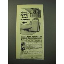 1951 Aladdin Labs Jon-E Hand Warmer Ad - Stay Warm