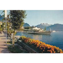 Montreux Salon Steamer Ship Swiss Geneva Bateau Postcard