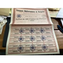 ICOLLECTZONE France 1905 Navigation of the Mederterain Co Stock Certifica (B300)