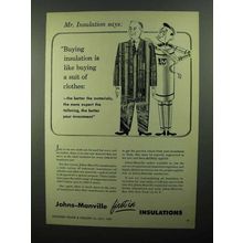1950 Johns-Manville Insulation Ad - Suit of Clothes