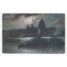 St Pauls Cathedral London Moonlight 1906 Oilette Art Postcard