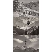 Adelboden Preparing For Mountain Lift Real Photo Swiss 3x Postcard s
