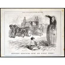 HYPOCRISY DENOUNCING MUSIC AND SUNDAY FINERY? 1856 PUNCH CARTOON PAGE