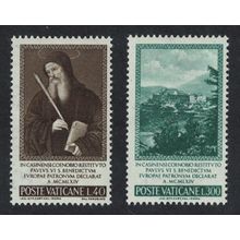 Vatican 'St Benedict' Painting after Perugino 1965 MNH SG#458-459 Sc#414-415