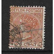 CEYLON 1883-98 WATERMARK CROWN CA 2c PALE BROWN USED SG146