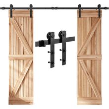 Easelife 8 FT Double Door Sliding Barn Door Hardware Track Kit,Straight Pulley,H