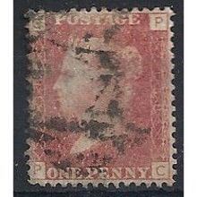 1858 SG43 1d Red Plate 138 Good Used Check Letters "PC".