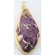 Lepidolite Gold Wire Wrap Gemstone Pendant 76