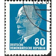 DDR, Walter Ernst Paul Ulbricht, 2nd president, cyan blue 1967, 80pf