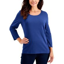 Karen Scott Cotton Scoop-Neck Top Ultra Blue XLarge