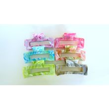 Large rectangle colorful marbled color splatter paint hair claw clip