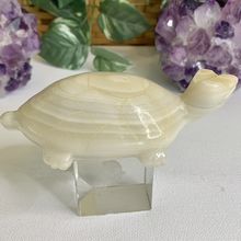 Large Natural Banded Calcite Crystal Turtle Polished Tortoise Figurine Carving