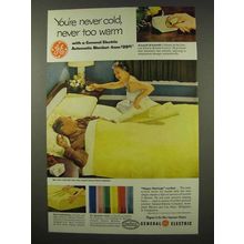 1956 General Electric Automatic Blanket Ad - Never Cold