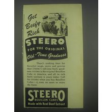 1947 Steero Bouillon Cubes Ad - Get beefy rich steero for the original old-time