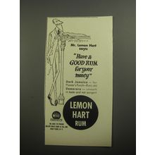 1956 Lemon Hart Rum Ad - art by Ronald Searle - Mr. Lemon Hart says