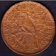 1946 New Zealand 1 Penny Coin