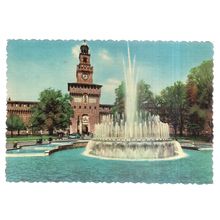 THE SFORZESCO CASTLE, MILAN, MILANO, ITALY. unused vintage postcard =