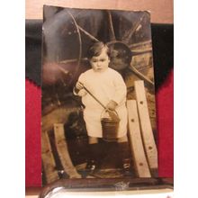 YOUNGSTER AT WHEEL WRIGHTS, WESTON-SUPER-MARE, SOMERSET unused antique postcard