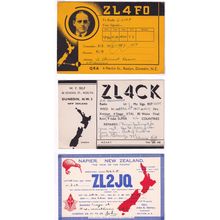 Napier Dunedin 3x QSL Radio Breaker Antique New Zealand Postcard Card s