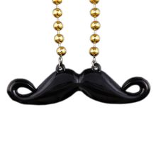 Funky Mustache Beaded Necklace Black Pack of 12