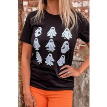 Black Halloween Ghost Graphic Tee