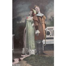 Well Matched Man With Horse Riding Cane Whip Pompous Lovers Antique Postcard