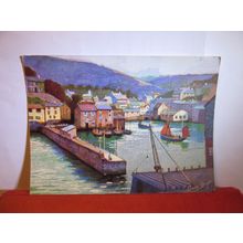 POLPERRO, CORNWALL painted by Anne Croft used postcard. Vivian Mansell 1965 pm #