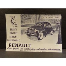 1951 Renault 4CV Four Door Sedan Sales Brochure