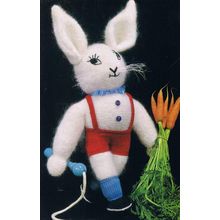 Vintage Style White Rabbit Toy Knitting Pattern Mohair Wool Aran 22 ½ " High