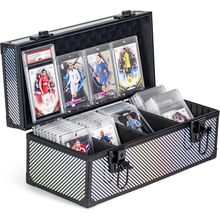 Trading Card Storage Box, Aluminum Alloy Graded Card Storage Box with 3 Dividers
